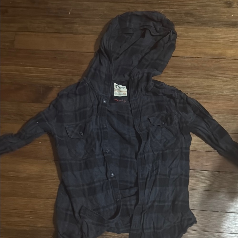TNA Black Plaid Hoodie